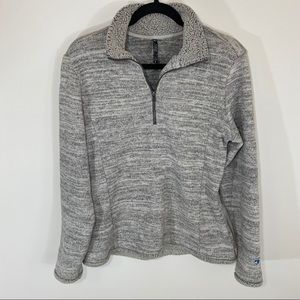 Kuhl Heathered Gray Tan Fleece Pullover Jacket L
